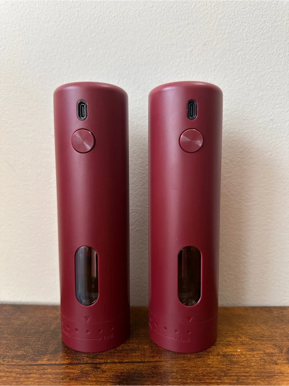 Curtis Stone Rechargeable Spice Grinders Set of 2 Red 810569 Salt & Pepper